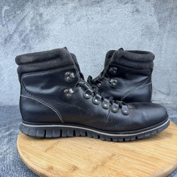Cole Haan Boots Mens Size 10.5 Black Zerogrand Hiker Leather Lace Up C30403 main image 2